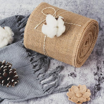 LaRibbons 4 Inch Natural Burlap Fabric Roll 10 Yards Jute Ribbon - Image 2