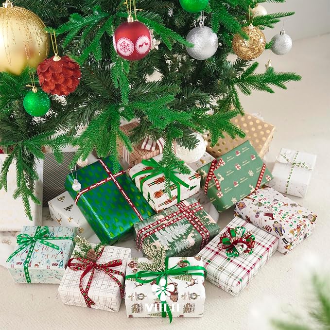 MEEDEE 3/8 inch 100 Yards Assorted Christmas Ribbon - Image 6