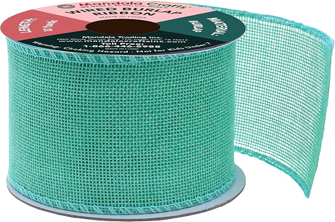 Mandala Crafts Turquoise Burlap Wired Ribbon 2.5 Inches Wide Jute Ribbons - Image 2