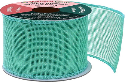 Mandala Crafts Turquoise Burlap Wired Ribbon 2.5 Inches Wide Jute Ribbons - Image 2