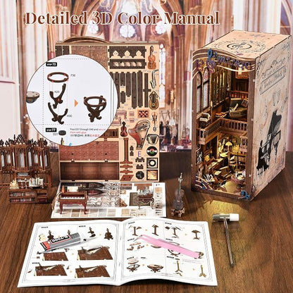 Book Nook Kit Music, DIY Miniature House Kit Book Nook, 3D Wooden Puzzle - Image 4