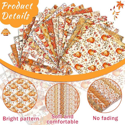 Ganeen 60 Pcs 10 x 10 Inch Fall Quilting Fabric Squares Thanksgiving Fat - Image 6
