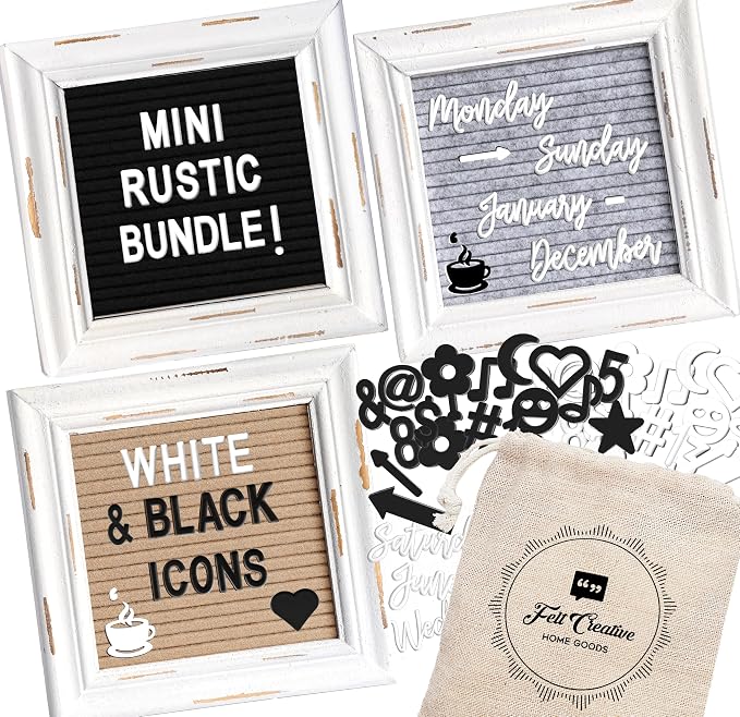 Mini Letter Board Small Felt Letter Board Letters and Symbols Trio by FeltCreativeHomeGoods