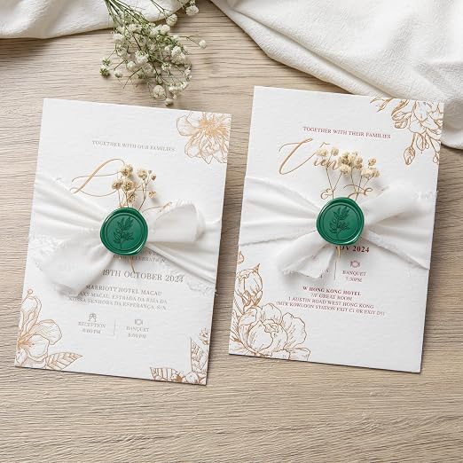 PONATIA 50 Pcs Emerald Green Wax Seal Stickers - Image 4