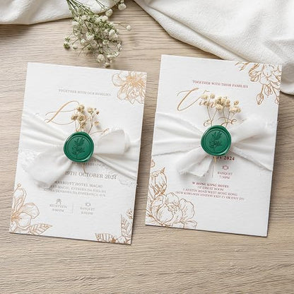 PONATIA 50 Pcs Emerald Green Wax Seal Stickers - Image 4