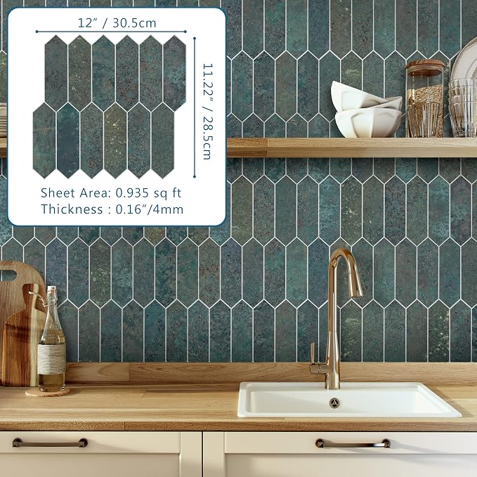 SUNWINGS Backsplash Tile for Kitchen Peel and Stick, Stone Composite Self - Image 2