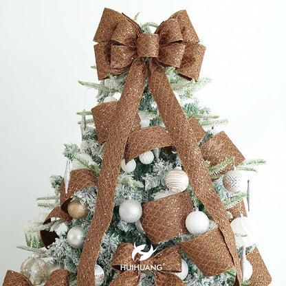 HUIHUANG Copper Wired Ribbon 4 inch Glitter Christmas Wired Ribbon Diamond Mesh - Image 5