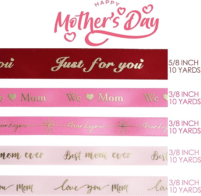 MEEDEE Pink Ribbon for Gift Wrapping Thank You Just for You Ribbon Mothers Day - Image 2