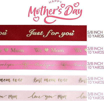 MEEDEE Pink Ribbon for Gift Wrapping Thank You Just for You Ribbon Mothers Day - Image 2