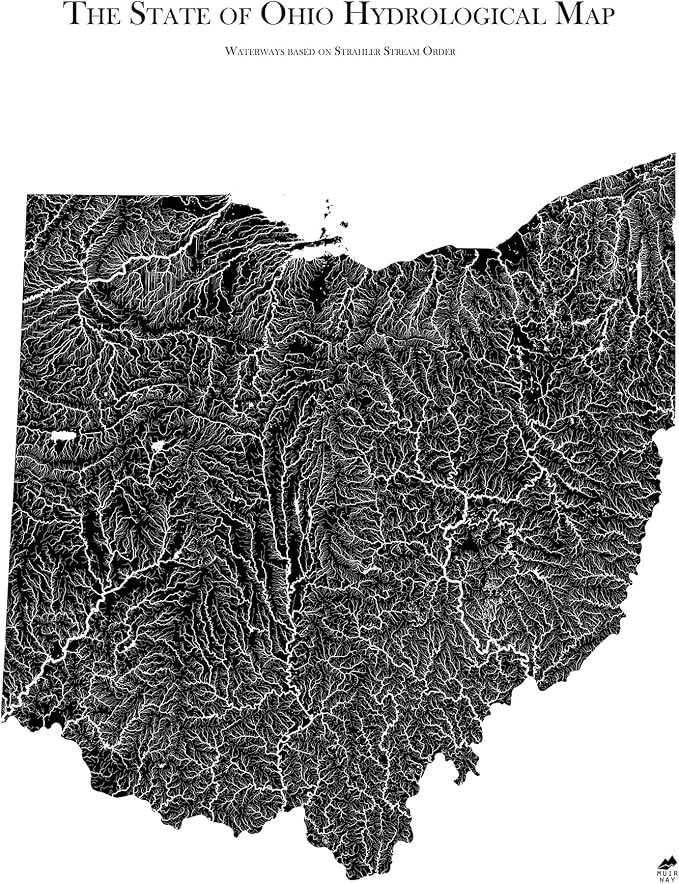 Muir Way Hydrological River Map of Ohio by MuirWay