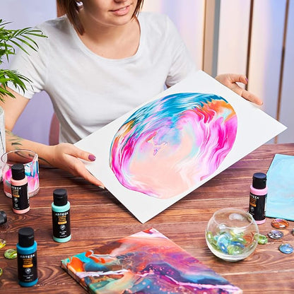 ARTEZA Acrylic Pouring Paint Set of 32, 2 ounce Bottles, High Flow Paint - Image 7