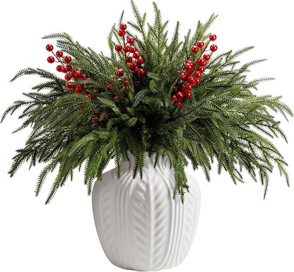 25 Pcs Christmas Norfolk Pine Branches by Watayo