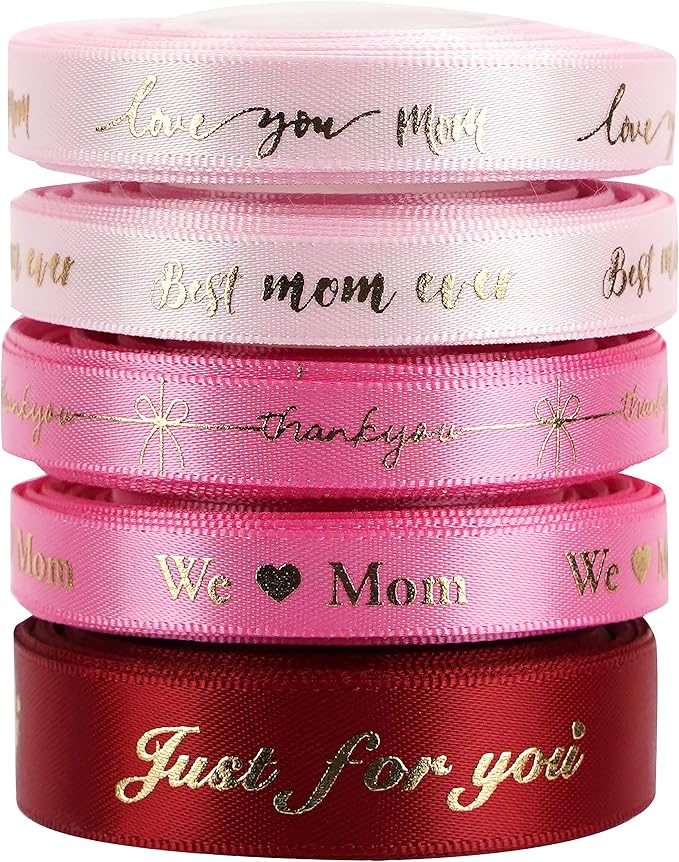 MEEDEE Pink Ribbon for Gift Wrapping Thank You Just for You Ribbon Mothers Day - Image 3