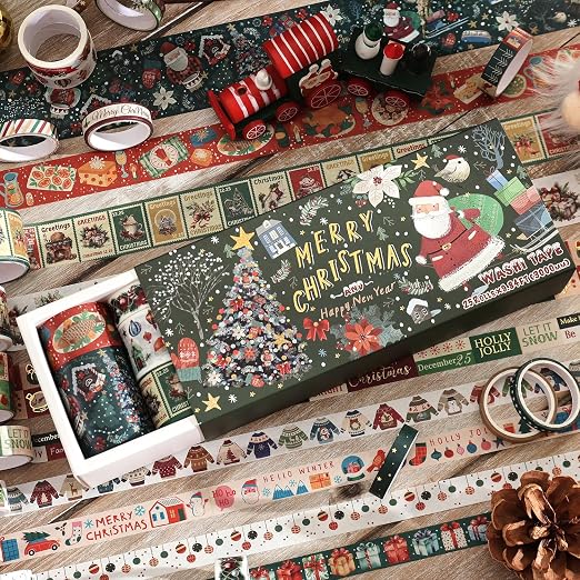 25 Rolls Christmas Gift Washi Tape Set, Festivals New Year Decorative Tapes - Image 4