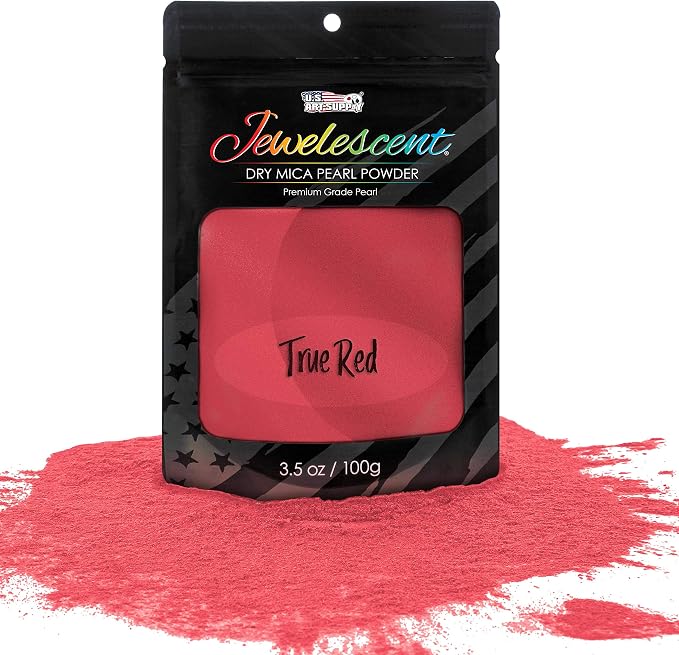 U.S. Art Supply Jewelescent Mica Pearl Pigment Powder, True Red 3.5 oz Pouch by USArtSupply