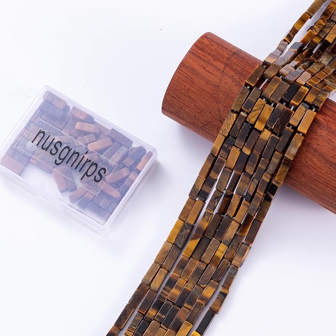 Natural Yellow Tiger Eye Rectangle Tube Beads 4x13mm 38cm/str Loose Semi - Image 6
