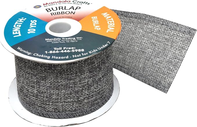 Mandala Crafts Gray Burlap Ribbon 2.5 Inches Wide Jute Ribbons - Image 4