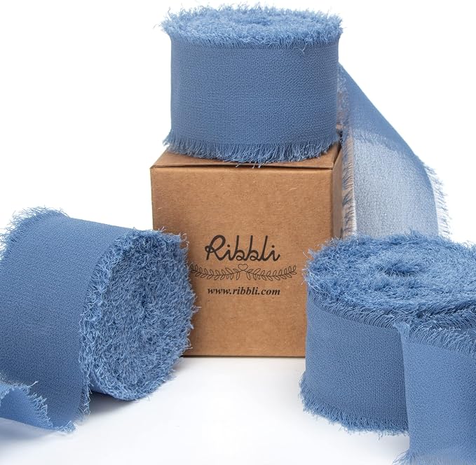 Ribbli Dusty Blue Chiffon Ribbon by Ribbli