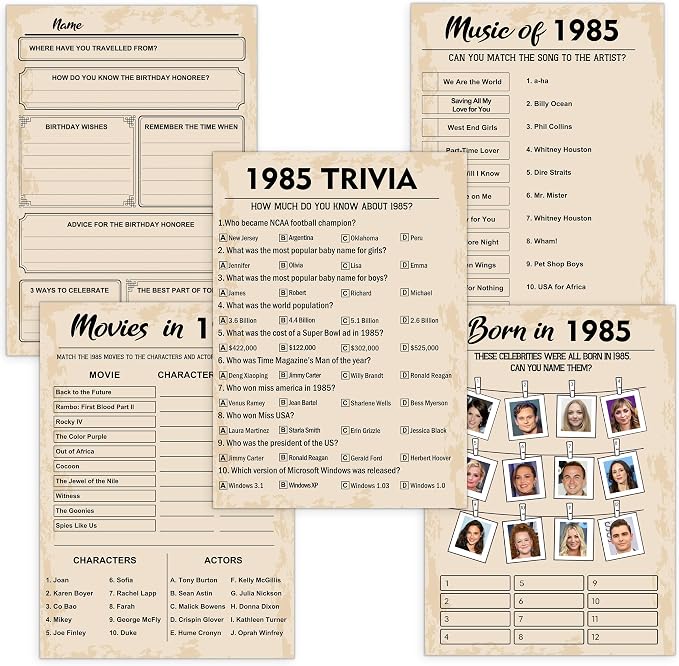 QUPT 40th Birthday Party Games, Born in 1985 Games Bundle, Birthday Party by QUPT