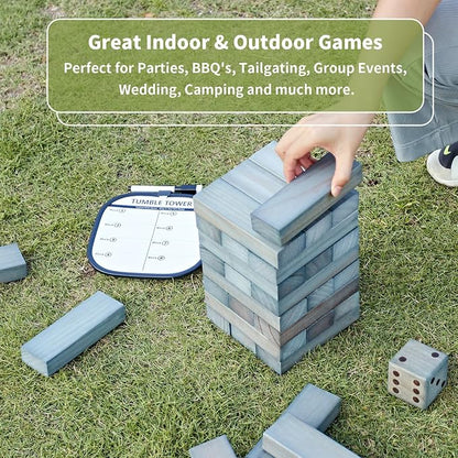 ApudArmis 60 PCS Giant Tumble Tower Stack to 5Ft, Pine Wooden Stacking Timber - Image 5
