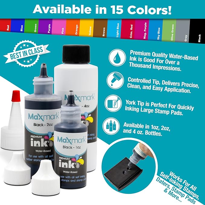 MaxMark Premium Refill Ink for self Inking Stamps and Stamp Pads - Image 4