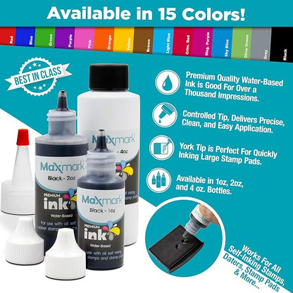MaxMark Premium Refill Ink for self Inking Stamps and Stamp Pads, Olive Green - Image 4