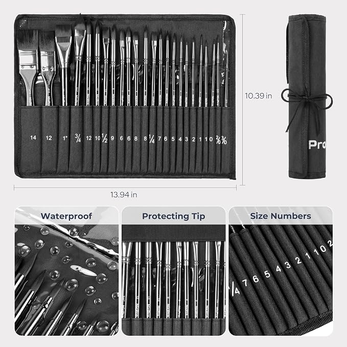 Nicpro 24pcs Watercolor Brushes Professional, Soft Synthetic Squirrel Hair - Image 6