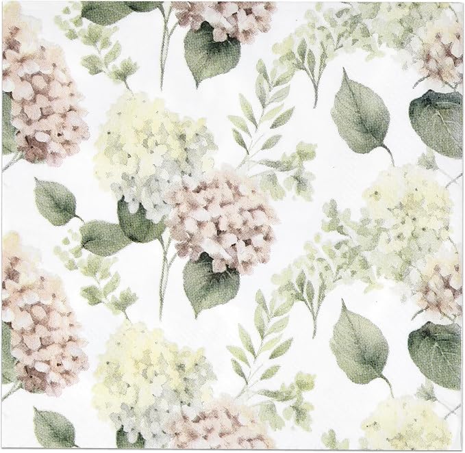 100 Pcs Hydrangea Scatter Floral Cocktail Beverage Napkins Hydrangeas Flowers - Image 6