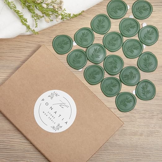 PONATIA Olive Green Wax Seal Stickers - Image 8