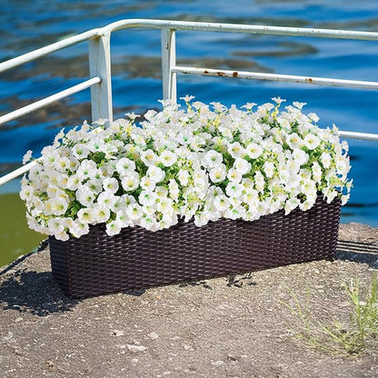 Artificial Flowers Fake Plants for Outdoors Decoration, 12 Bundles White Silk - Image 4