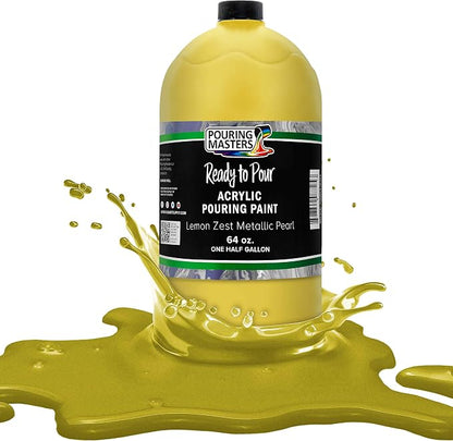 Pouring Masters Lemon Zest Metallic Pearl Ready to Pour Acrylic Pouring Paint by USArtSupply