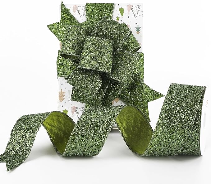 HUIHUANG Moss Green Wired Ribbon by HUIHUANG