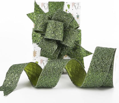 HUIHUANG Moss Green Wired Ribbon by HUIHUANG