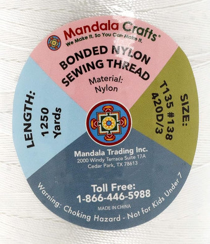 Mandala Crafts Bonded Nylon Thread White Heavy Duty Sewing Threads - Image 4