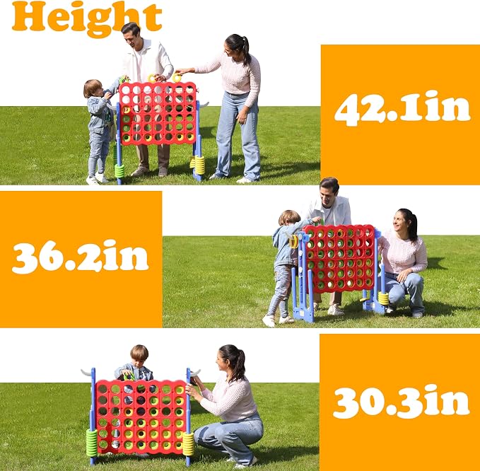 SDADI Height Adjustable Giant 4 in a Row Connect Game, 2-in-1 Jumbo 4-to-Score - Image 4