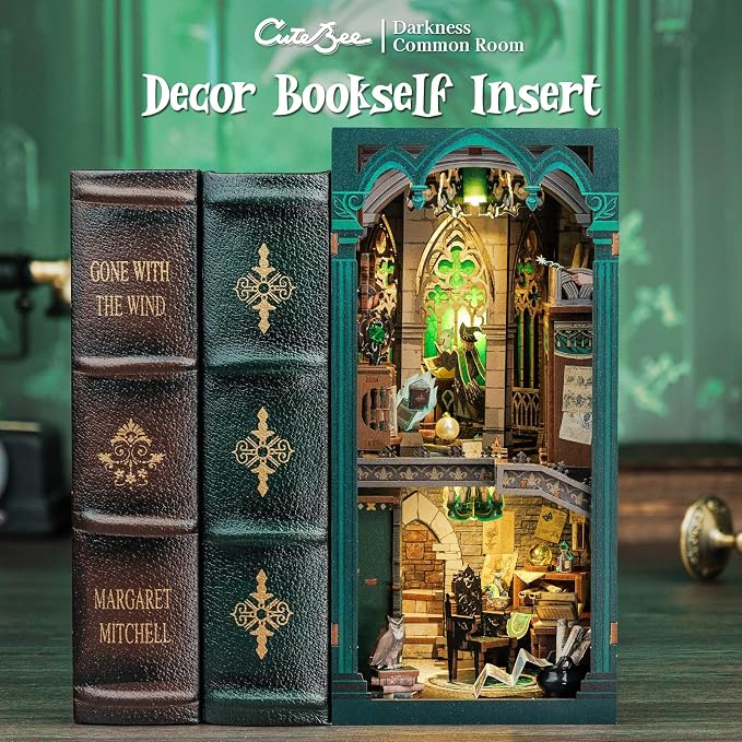 CUTEBEE Book Nook Kit, DIY Booknook Miniature House Tiny House 3D Wooden Puzzle - Image 2