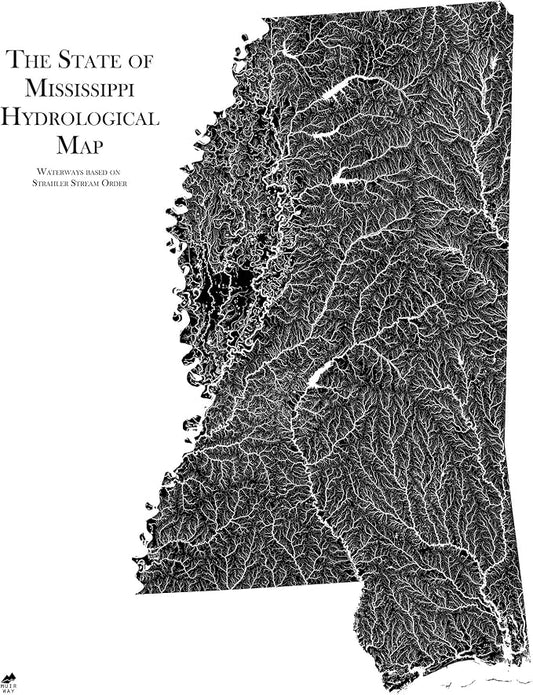Muir Way Hydrological River Map of Mississippi by MuirWay