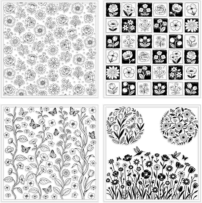 CHGCRAFT 4 Sheets 4 Styles Wildflowers Polymer Clay Texture Sheets Bushes - Image 8