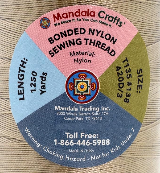 Mandala Crafts Bonded Nylon Thread Khaki Heavy Duty Sewing Threads - Image 4