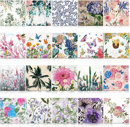Crtiin 20 Pack Assorted Floral Napkins by Crtiin