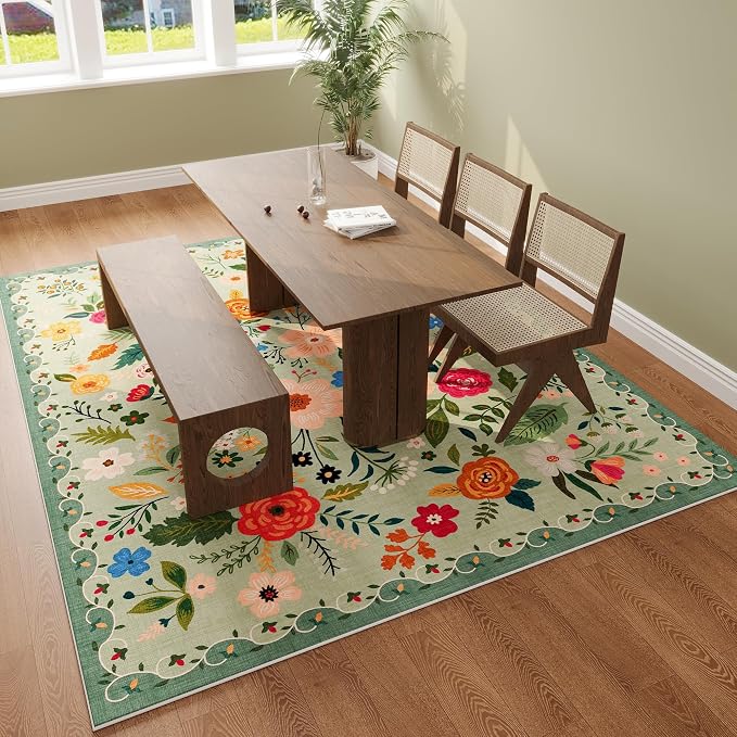 Rugcomf Living Room Rug 6x9 Rug Machine Washable Boho Area Rug Non Slip Floral - Image 6