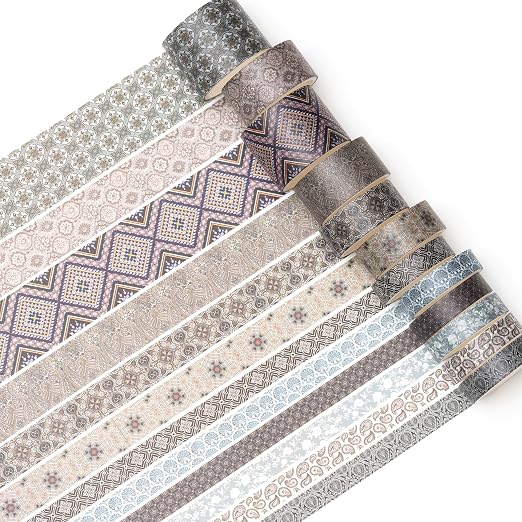 12 Rolls Exotic Charm Washi Tape Set Floral Arts Adhesive Tapes Geometric - Image 2