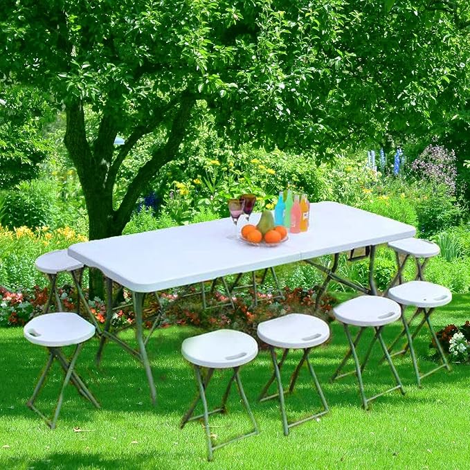 Plastic Folding Table, 6 FT Folding Table, Plastic Portable Tables - Image 2