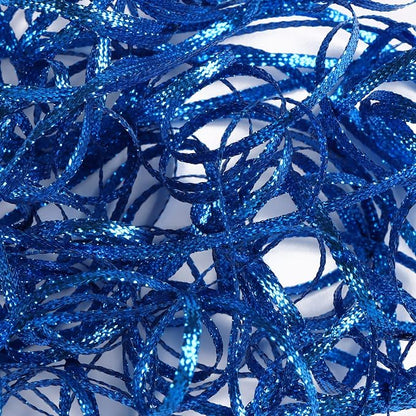 Royal Blue Gold Thin Ribbon 1/8 inch Metallic Braided Double Faced Ribbons - Image 8