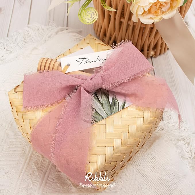 Ribbli Chiffon Silk Ribbon, 1.5 inch x 30 Yard, Champagne/Blush Pink/Dusty Rose - Image 5