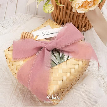 Ribbli Chiffon Silk Ribbon, 1.5 inch x 30 Yard, Champagne/Blush Pink/Dusty Rose - Image 5