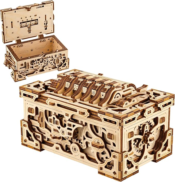 Wood Trick Enigma Chest Lock Puzzle Box Wooden 3D Puzzles by WoodTrick