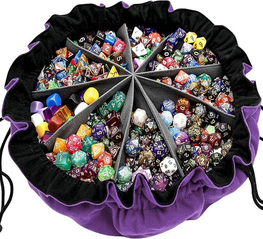 SIQUK Large Dice Bag with Pockets Big Capacity Dice Bag Drawstring Dice Pouch by SIQUK