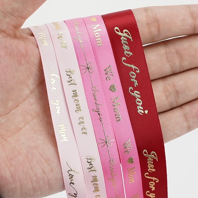 MEEDEE Pink Ribbon for Gift Wrapping Thank You Just for You Ribbon Mothers Day - Image 4