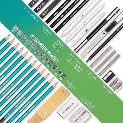 XL Drawing Set - Sketching, Graphite and Charcoal Pencils. Includes 100 Page - Image 2